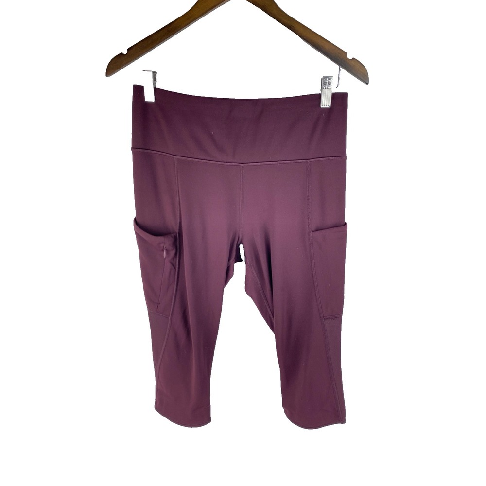 Athleta ALL IN Crop Tight Womens MEDIUM‎ Maroon High Rise Yoga Legging Athletic